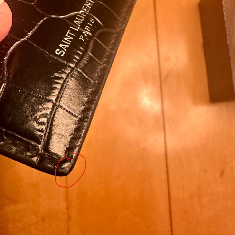 Saint Laurent Black Croc-Embossed card holder/wallet - Picture 14 of 16
